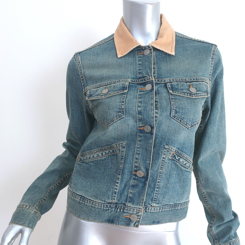 Polo Ralph Lauren American Flag Jean Jacket Blue Stretch Denim Size Small