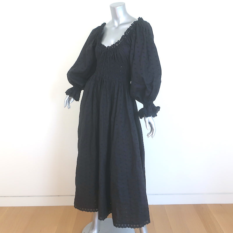 doen black midi dress Marianne cotton poplin midi dress in black - Doen