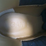 Ganni Callie Western Chelsea Boots Silver Metallic Snake-Print Leather Size 39