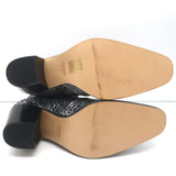 Ganni Callie Western Chelsea Boots Silver Metallic Snake-Print Leather Size 39