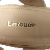 Larroude Florence Broderie Platform Wedge Sandals Beige Canvas Size 6.5 NEW