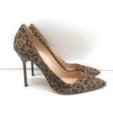 Manolo Blahnik BB 105 Pumps Leopard Print Suede Size 38 Pointed Toe Heels