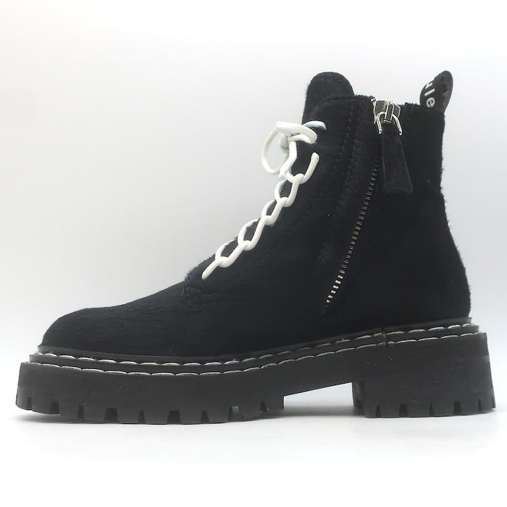 Proenza Schouler Pony Hair Combat Boots Black Size 37