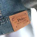 Polo Ralph Lauren American Flag Jean Jacket Blue Stretch Denim Size Small