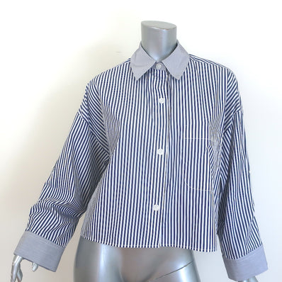 TWP Next Ex Striped Double-Cuff Shirt Blue/White Cotton Size Medium/Large