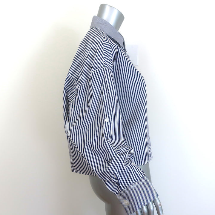 TWP Next Ex Striped Double-Cuff Shirt Blue/White Cotton Size Medium/Large