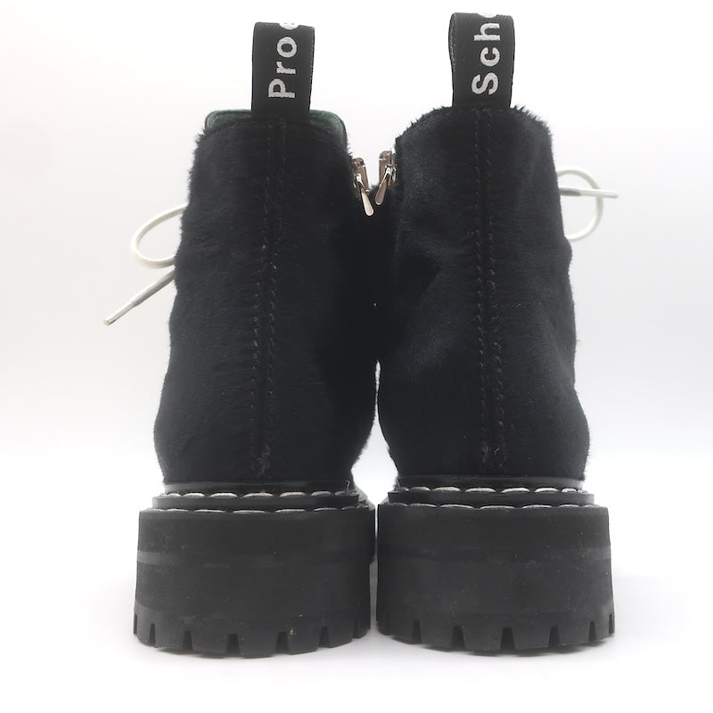 Proenza Schouler Pony Hair Combat Boots Black Size 37