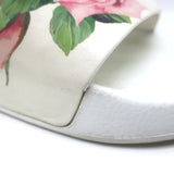 Dolce & Gabbana Rose Print Pool Slides White Rubber Size 36