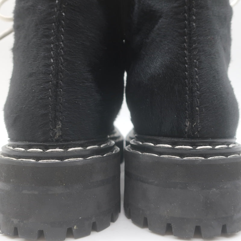 Proenza Schouler Pony Hair Combat Boots Black Size 37