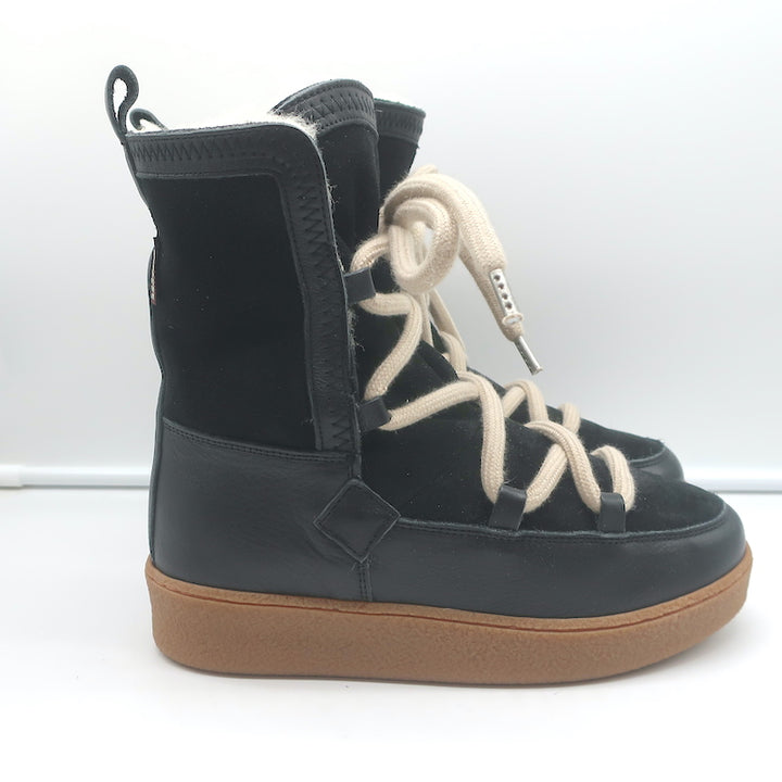 Penelope Chilvers Lunar Shearling Boots Black Suede &amp; Leather Size 38 NEW