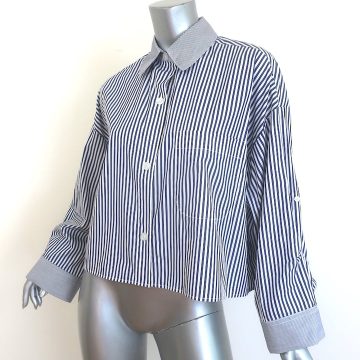 TWP Next Ex Striped Double-Cuff Shirt Blue/White Cotton Size Medium/Large