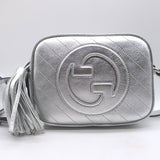 Gucci Blondie Interlocking G Small Crossbody Bag Silver Metallic Leather