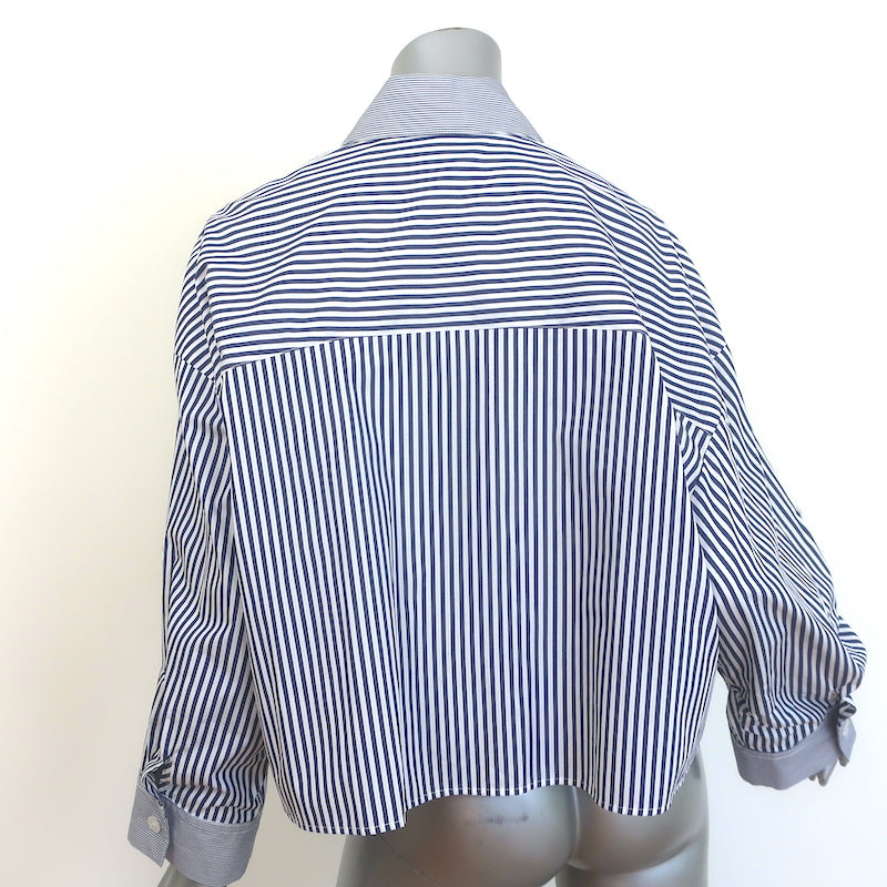 TWP Next Ex Striped Double-Cuff Shirt Blue/White Cotton Size Medium/Large