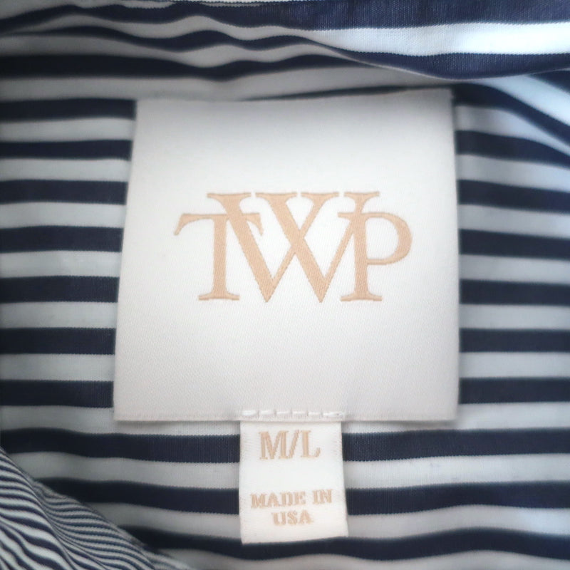 TWP Next Ex Striped Double-Cuff Shirt Blue/White Cotton Size Medium/Large