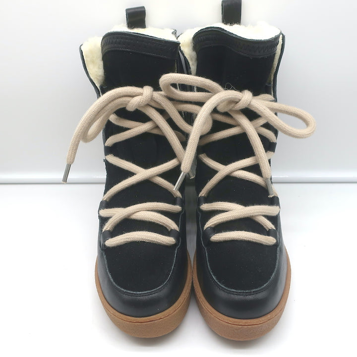 Penelope Chilvers Lunar Shearling Boots Black Suede &amp; Leather Size 38 NEW
