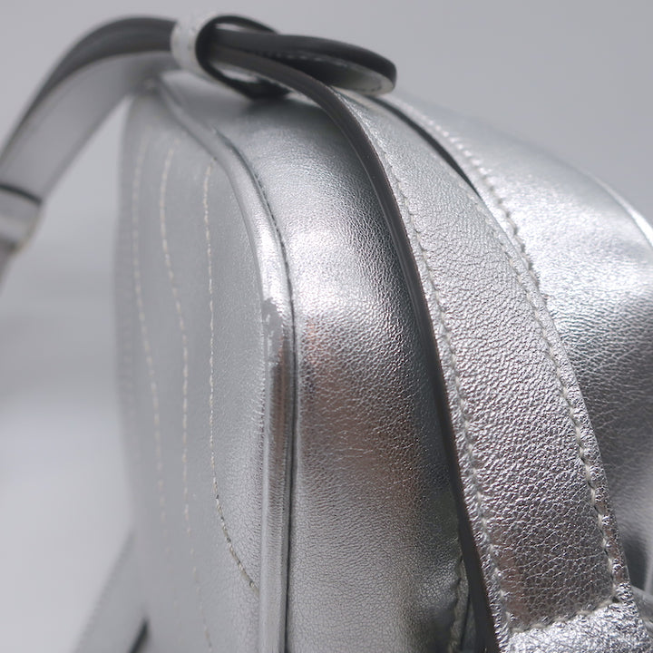 Gucci Blondie Interlocking G Small Crossbody Bag Silver Metallic Leather