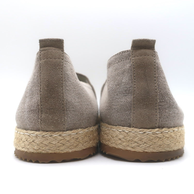 Brunello Cucinelli Espadrilles Taupe Suede &amp; Canvas Size 44.5