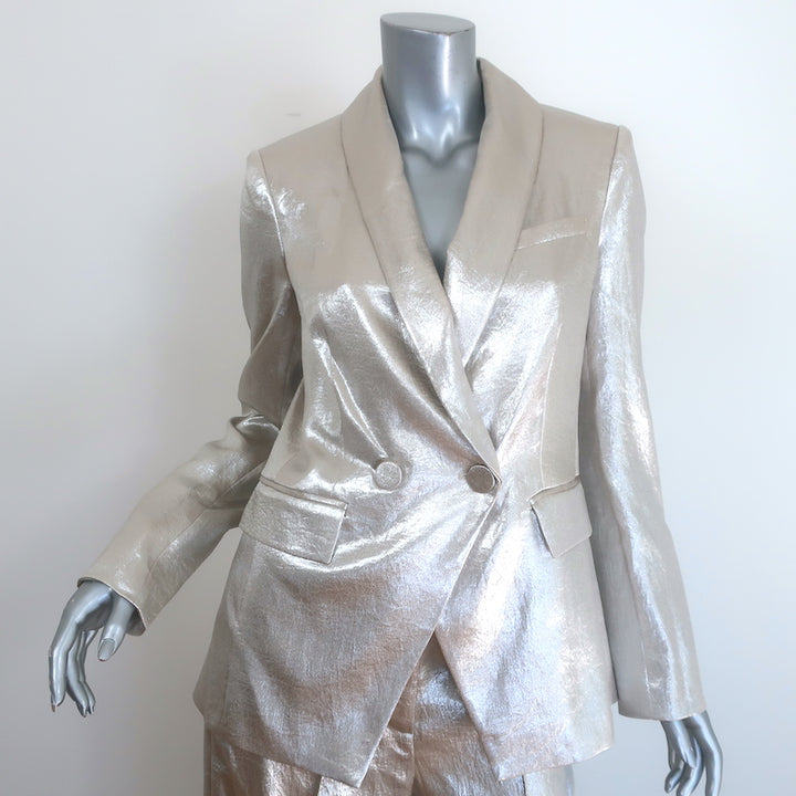 Veronica Beard Metallic Suit Silver Size 4 Jagger Jacket &amp; Millicent Pants NEW