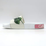 Dolce & Gabbana Rose Print Pool Slides White Rubber Size 36