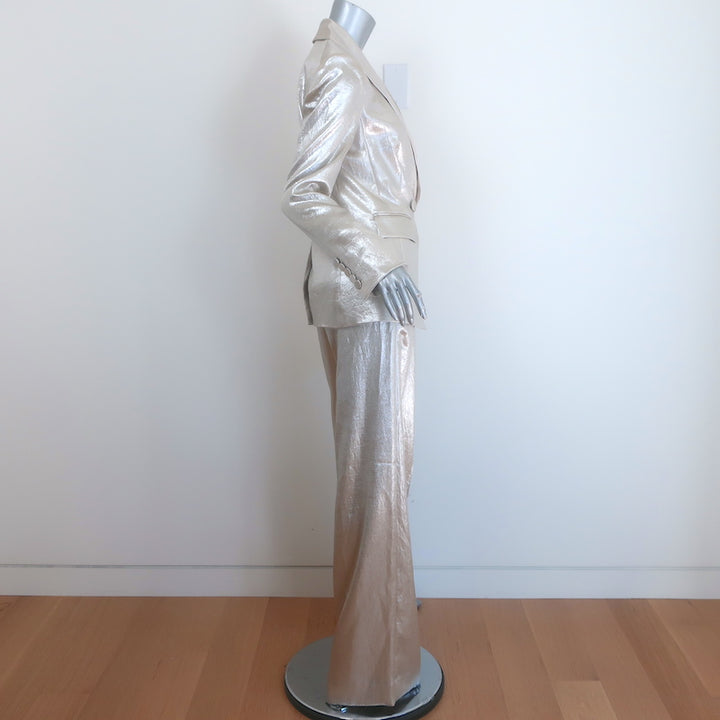 Veronica Beard Metallic Suit Silver Size 4 Jagger Jacket &amp; Millicent Pants NEW