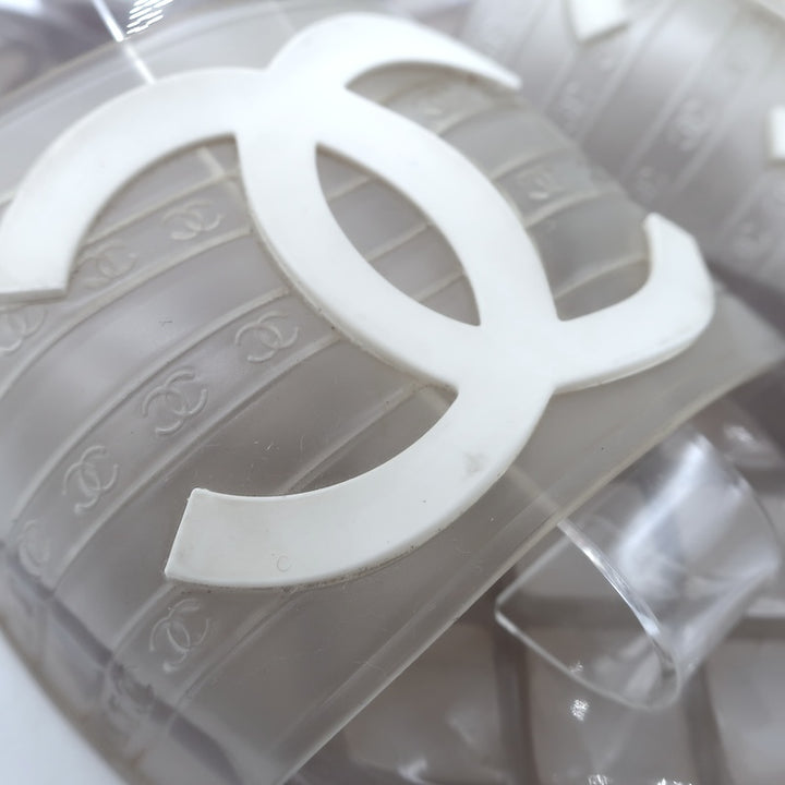 Chanel CC Jelly Pool Slide Sandals Clear Rubber Size 37