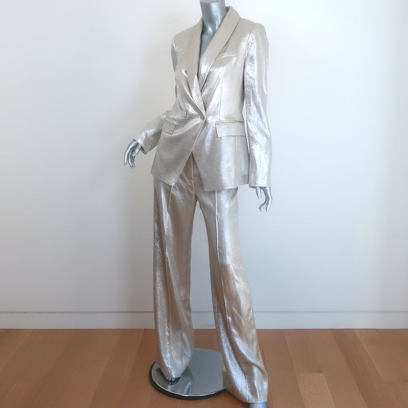 Veronica Beard Metallic Suit Silver Size 4 Jagger Jacket &amp; Millicent Pants NEW