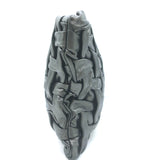 Prada Woven Leather Large Clutch Bag Pewter Metallic Leather