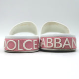 Dolce & Gabbana Rose Print Pool Slides White Rubber Size 36