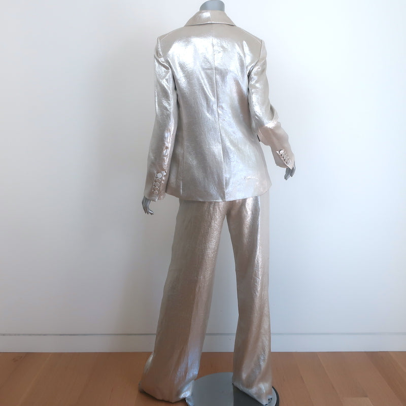 Veronica Beard Metallic Suit Silver Size 4 Jagger Jacket &amp; Millicent Pants NEW