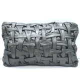 Prada Woven Leather Large Clutch Bag Pewter Metallic Leather