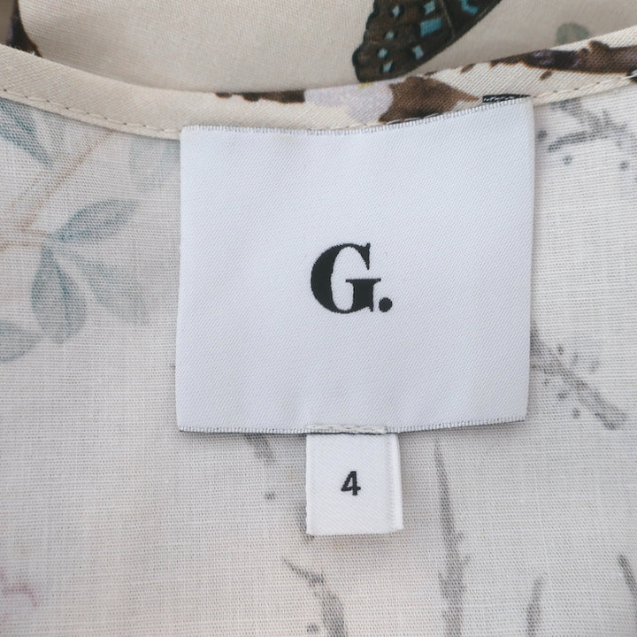 G. Label by goop Sheely Puff Sleeve Midi Dress Cream Butterly Print Size 4