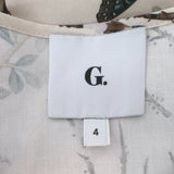 G. Label by goop Sheely Puff Sleeve Midi Dress Cream Butterly Print Size 4