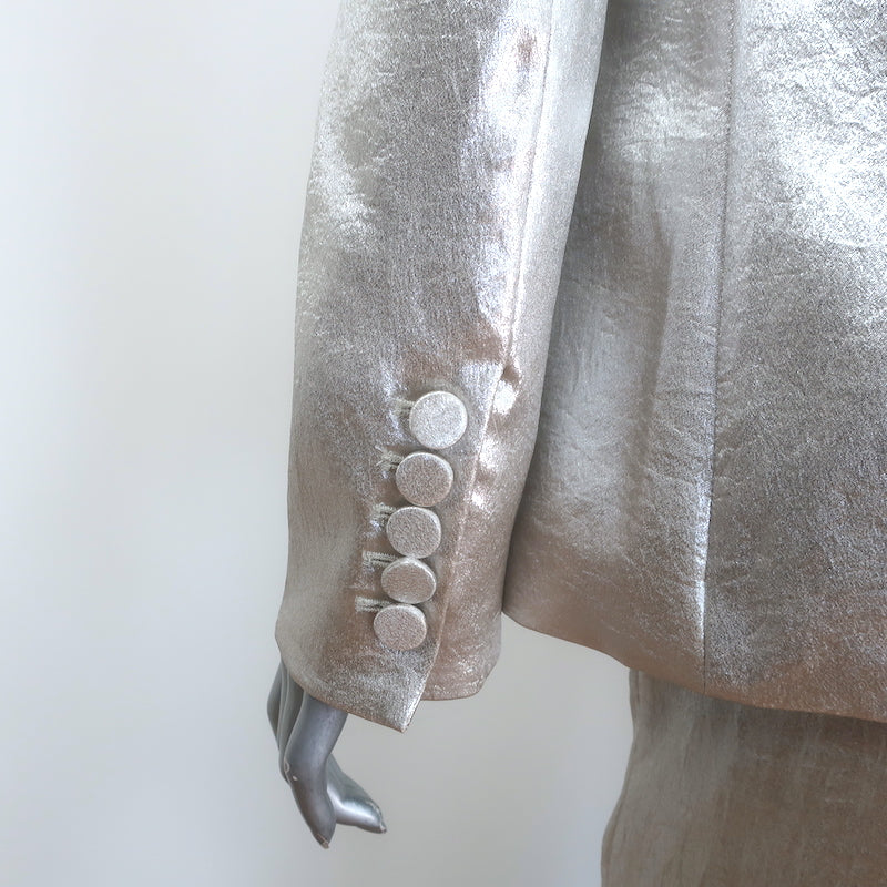Veronica Beard Metallic Suit Silver Size 4 Jagger Jacket &amp; Millicent Pants NEW