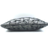 Prada Woven Leather Large Clutch Bag Pewter Metallic Leather