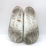 Dolce & Gabbana Rose Print Pool Slides White Rubber Size 36