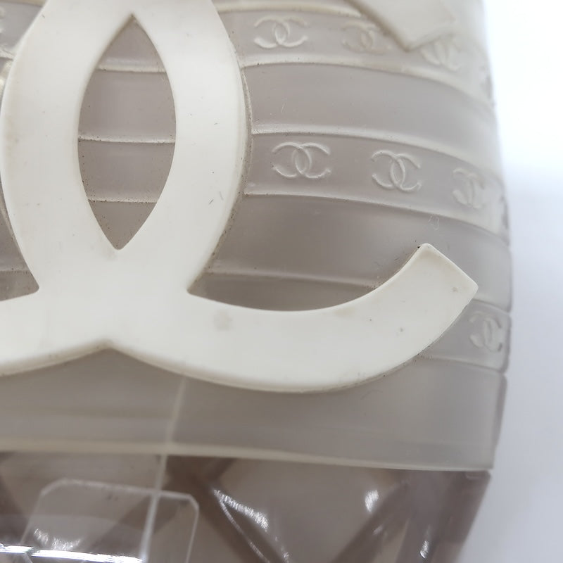 Chanel CC Jelly Pool Slide Sandals Clear Rubber Size 37