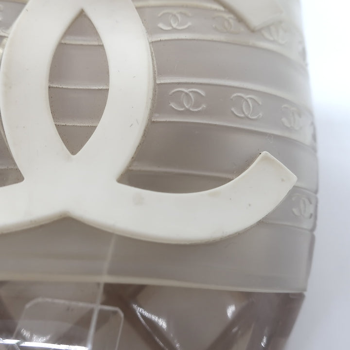Chanel CC Jelly Pool Slide Sandals Clear Rubber Size 37
