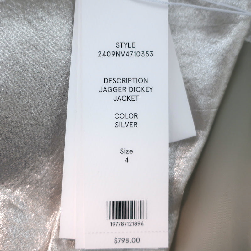 Veronica Beard Metallic Suit Silver Size 4 Jagger Jacket &amp; Millicent Pants NEW