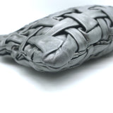 Prada Woven Leather Large Clutch Bag Pewter Metallic Leather