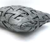 Prada Woven Leather Large Clutch Bag Pewter Metallic Leather