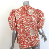 Ulla Johnson Imari Puff Sleeve Top Orange Floral Print Poplin Size 8