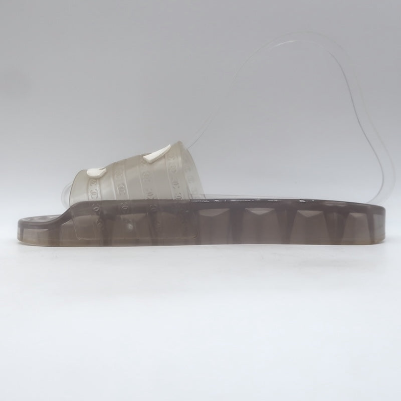 Chanel CC Jelly Pool Slide Sandals Clear Rubber Size 37