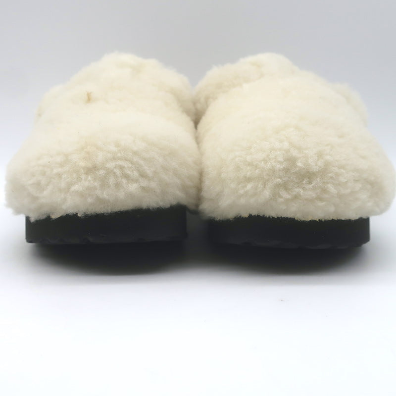 Birkenstock Papillio Boston Big Buckle Shearling Teddy Clogs Cream Size 36
