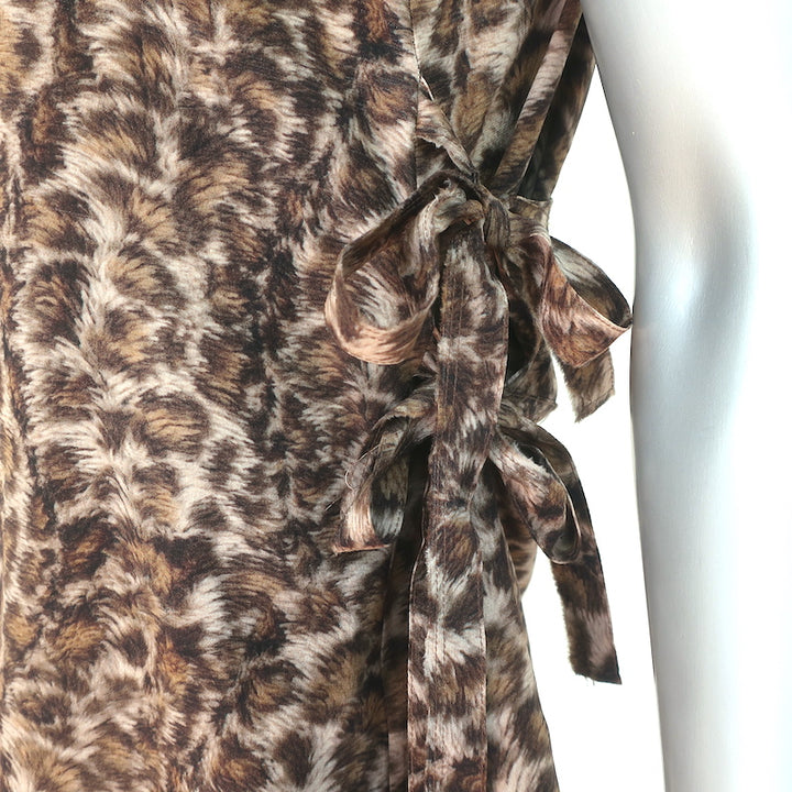 Helmut Lang Leopard Overlay Tank Top Brown Printed Silk Size Small