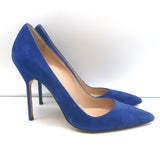 Manolo Blahnik BB 105 Pumps Blue Suede Size 38 Pointed Toe Heels