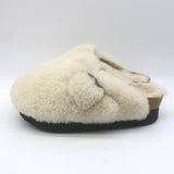 Birkenstock Papillio Boston Big Buckle Shearling Teddy Clogs Cream Size 36