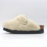 Birkenstock Papillio Boston Big Buckle Shearling Teddy Clogs Cream Size 36