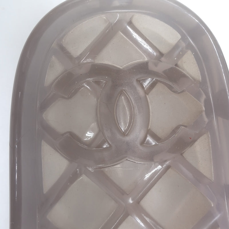 Chanel CC Jelly Pool Slide Sandals Clear Rubber Size 37