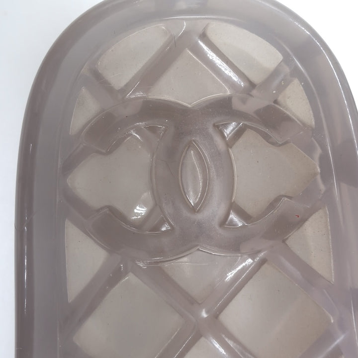 Chanel CC Jelly Pool Slide Sandals Clear Rubber Size 37