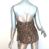 Helmut Lang Leopard Overlay Tank Top Brown Printed Silk Size Small